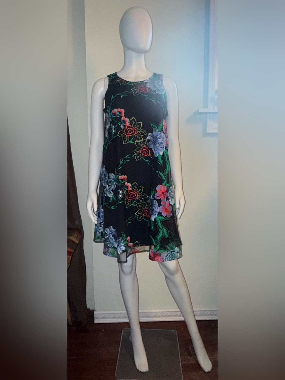 Beige by eci Black Floral Mini Dress